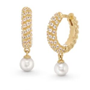 PEOPLES Jewellers- pearl dangle hoop earrings in silver 18k gold plate